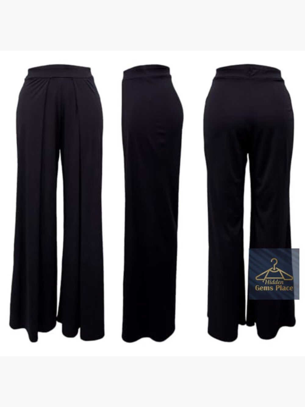 Wide Leg Dress Pants High Waisted Flowy Palazzo Trousers for Work Office - Picture 5 of 7